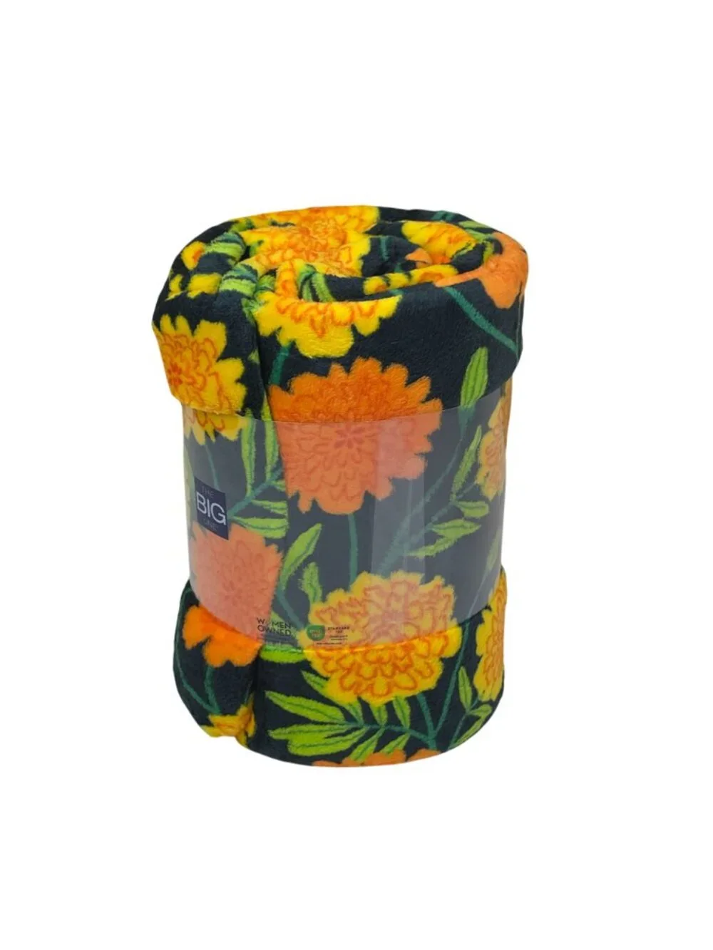 The Big One Oversized Plush Throw Blanket 5' x 6' Marigold Floral Pattern Green